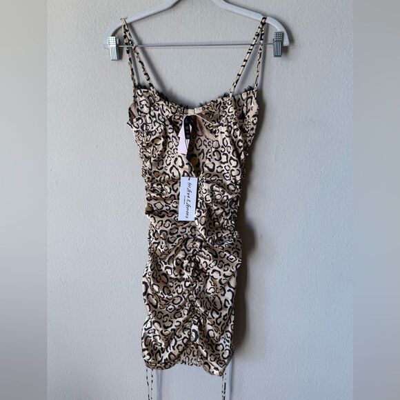 NWT For Love & Lemons Frankie Mini Leopard Dress Black Brown Size XS - Picture 10 of 11